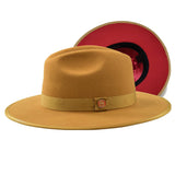 Bruno Capelo Monarch Red Bottom Wide Brim Wool Fedora in Acorn / Red