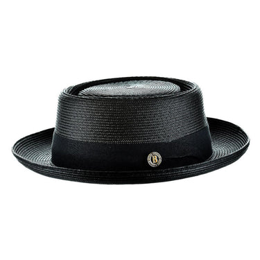 Bruno Capelo Monoco Straw Pork Pie in Black