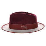 Bruno Capelo Outcast 2-Tone Wool Fedora in Burgundy / Silver Grey