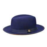Bruno Capelo Princeton Color Bottom Center Dent Wool Fedora in Navy / Camel