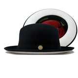 Bruno Capelo Princeton White Bottom Center Dent Wool Fedora in Black / White