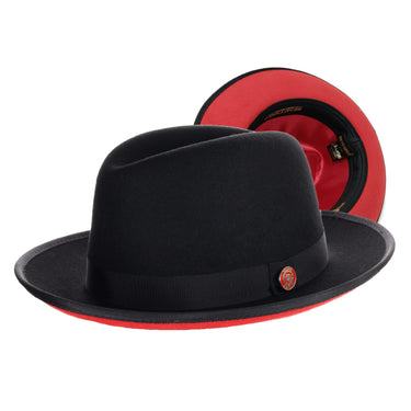 Bruno Capelo Princeton Wool Red Bottom Hat in Black / Red #color_ Black / Red