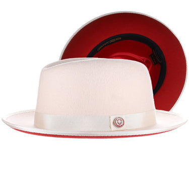 Bruno Capelo Princeton Wool Red Bottom Hat in Ivory / Red #color_ Ivory / Red