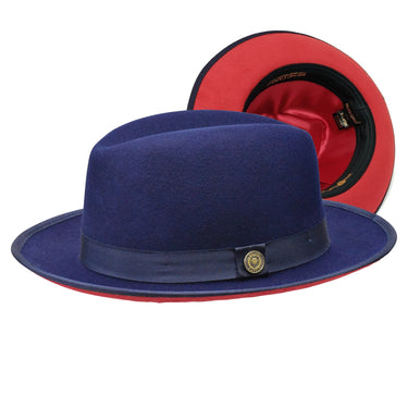 Bruno Capelo Princeton Wool Red Bottom Hat in Navy / Red #color_ Navy / Red