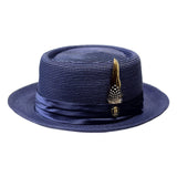 Bruno Capelo Rafaele Straw Pork Pie in Navy