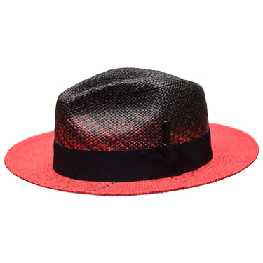Bruno Capelo Rafi Hand-Dyed Straw Fedora in Black / Red
