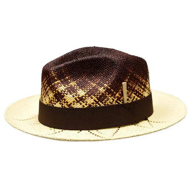Bruno Capelo Rafi Hand-Dyed Straw Fedora in Natural / Brown / Cognac #color_ Natural / Brown / Cognac