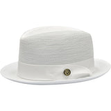 Bruno Capelo Romeo Center Dent Straw Fedora in White