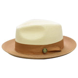 Bruno Capelo Salvatore Pinch Front Straw Fedora in Beige / Sand