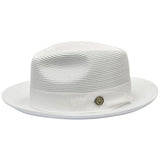 Bruno Capelo Salvatore Pinch Front Straw Fedora in White / White