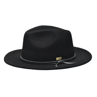 Bruno Capelo Tarik Flat Brim Wool Fedora in Black