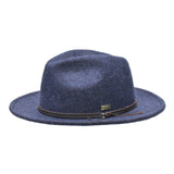 Bruno Capelo Tarik Flat Brim Wool Fedora in Denim / Brown