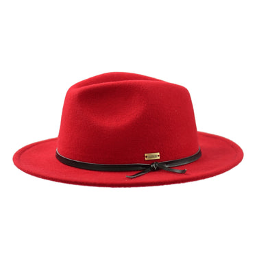 Bruno Capelo Tarik Flat Brim Wool Fedora in Red