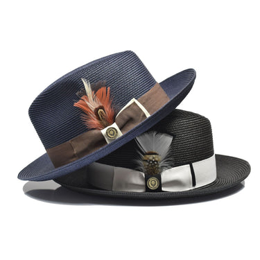 Bruno Capelo Theo Pinch Front Straw Fedora in #color_