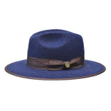 Bruno Capelo Urban Wide Brim Wool Fedora in Denim / Brown