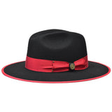 Bruno Capelo Urban Wide Brim Wool Fedora in Black / Red
