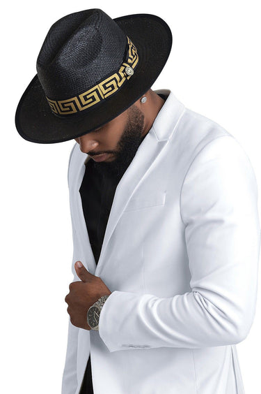 Bruno Capelo Valentino Wide Brim Pinch Front Straw Fedora