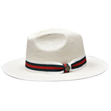 Bruno Capelo Valentino Wide Brim Pinch Front Straw Fedora in White / Red / Green