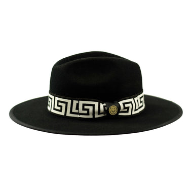 Bruno Capelo Wesley Wide Brim Pinch Front Wool Fedora in Black / White #color_ Black / White