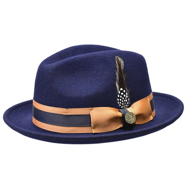 Bruno Capelo Zane Wool Fedora in Navy / Camel