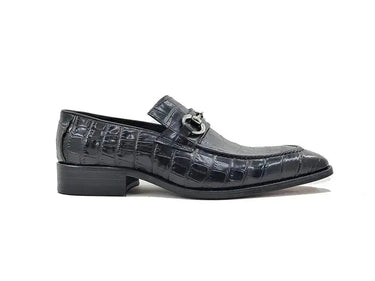 Carrucci Shoes Buckle Loafer Gator Embossed Leather
