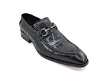 Carrucci Shoes Buckle Loafer Gator Embossed Leather