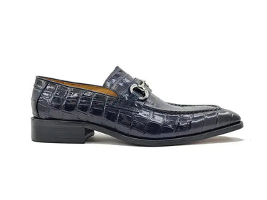 Carrucci Shoes Buckle Loafer Gator Embossed Leather