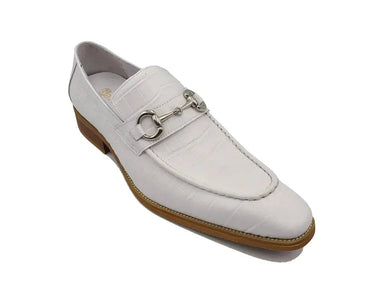Carrucci Shoes Buckle Loafer Gator Embossed Leather