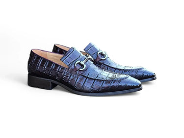 Carrucci Shoes Buckle Loafer Gator Embossed Leather
