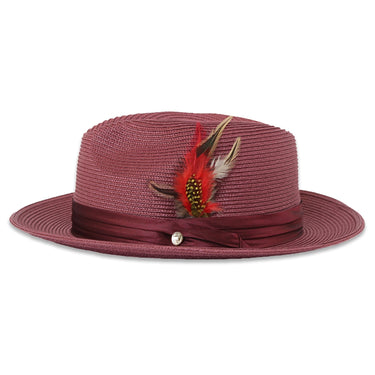 Ferrecci Tapa in Burgundy Crushable Straw Fedora