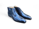 Burnished Calfskin Chukka Boot in Navy