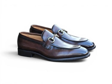Carrucci Shoes Burnished Calfskin Horsebit Loafer in Chestnut