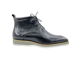 Burnished Calfskin Lace-Up Boot in Black