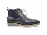 Burnished Calfskin Lace-Up Boot in Gray