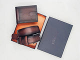 Burnished Calfskin Leather Belt in Chestnut Silver Buckle