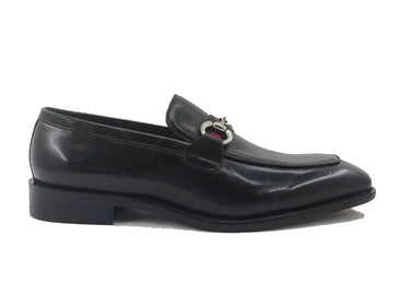 Carrucci Shoes Burnished Calfskin Slip-On Loafer in Black