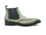 Burnished Calfskin Wingtip Boot in Green Bone