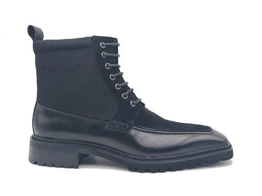 Burnished Calfskin & Suede Slip-On Boot in Black
