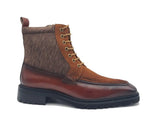 Burnished Calfskin & Suede Slip-On Boot in Brown