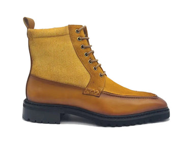 Burnished Calfskin & Suede Slip-On Boot in Cognac