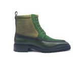 Burnished Calfskin & Suede Slip-On Boot in Olive