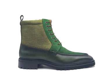 Burnished Calfskin & Suede Slip-On Boot in Olive