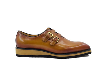 Carrucci Shoes Burnished Double Monk Whole Cut Shoe