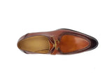 Carrucci Shoes Burnished Moc Toe Monk Strap Loafer