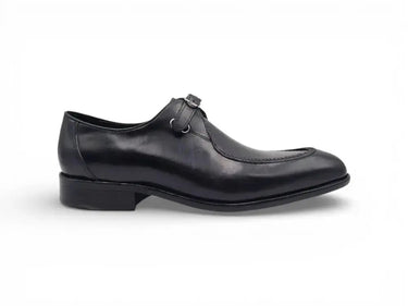Carrucci Shoes Burnished Moc Toe Monk Strap Loafer in Black