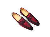 Carrucci Shoes Burnished Suede Penny Loafer in Red