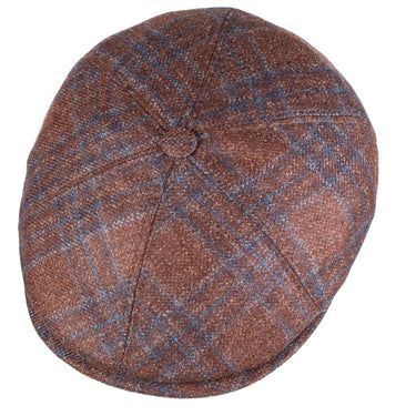 Capas Oxford Calabria in Brown Plaid Italian Wool Newsboy Cap