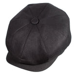 Capas Linen Gatsby 8-Panel Newsboy Cap in Black Linen