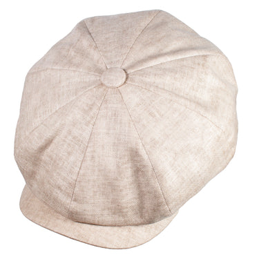 Capas Linen Gatsby 8-Panel Newsboy Cap in Natural Linen