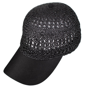 Capas Vented Straw Baseball Cap in Black